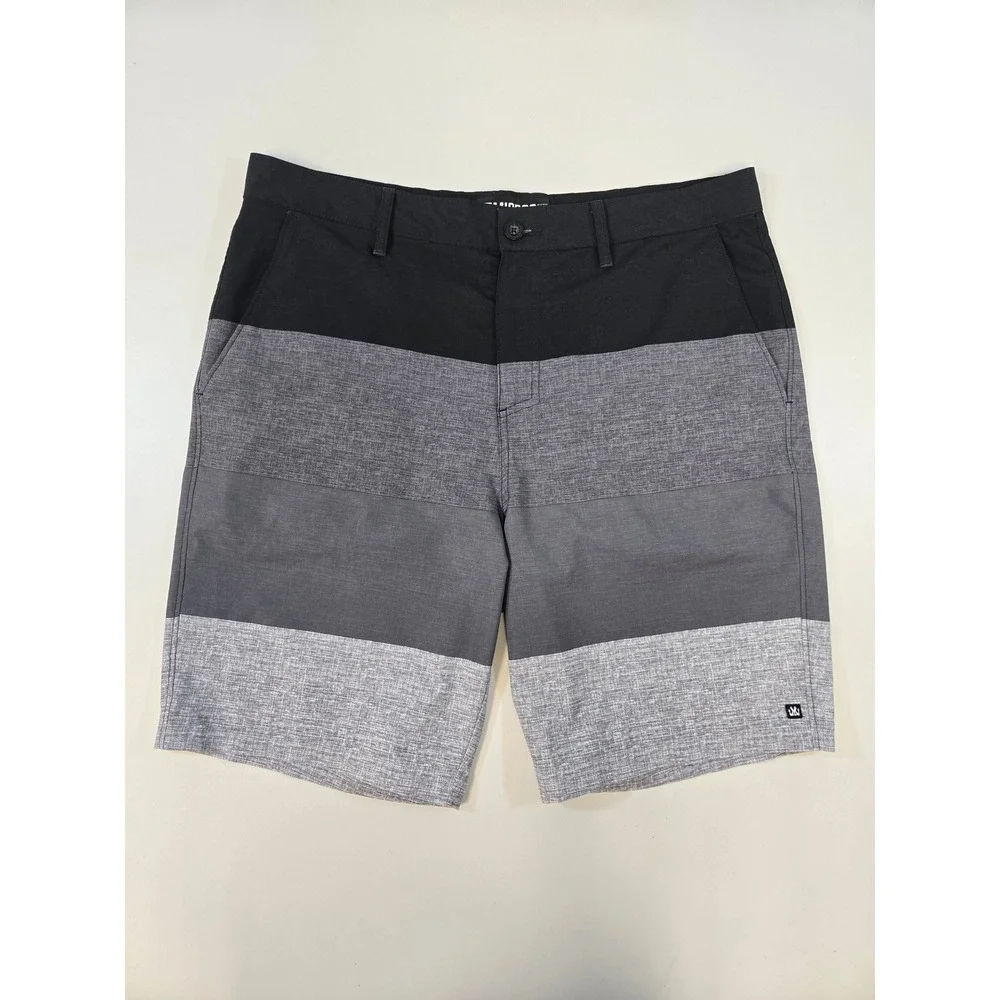 Micros‎ Mens Hybrid Board Shorts Size 34 Black Grey Colorblock Quick Dry